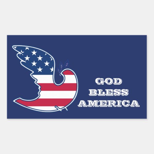 God Bless America Patriotic Peace Dove  Rectangular Sticker