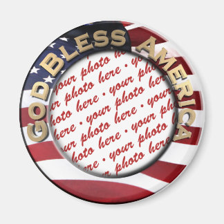 God Bless America Patriotic Photo Frame Magnet
