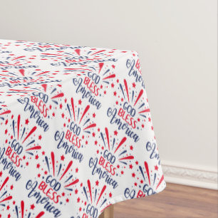 God Bless America Patriotic Star Burst  Tablecloth