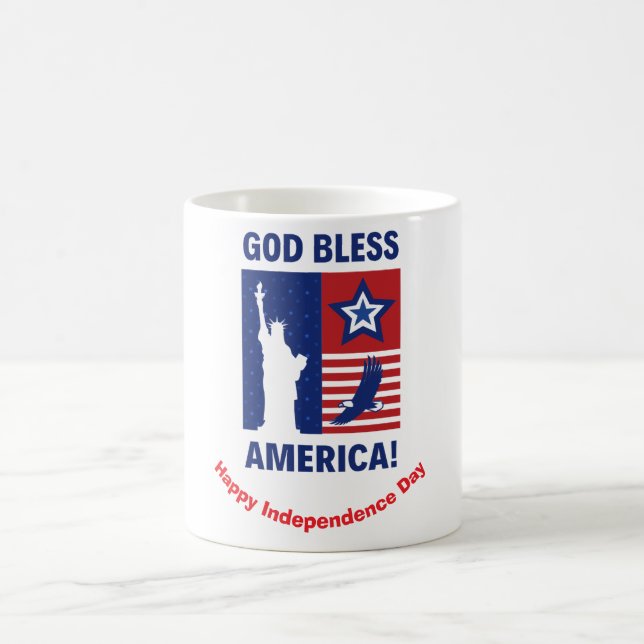 "God Bless America" Patriotic Symbols Custom Coffee Mug (Center)