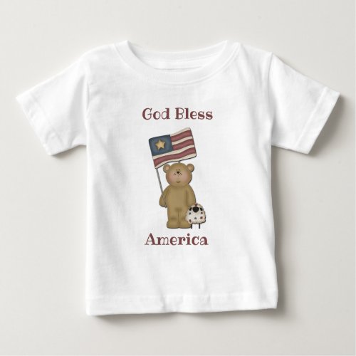 God Bless America  _ Patriotic Teddy Bear Baby T_Shirt
