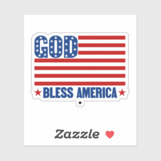 God Bless America Patriotic US Flag Stars Sticker