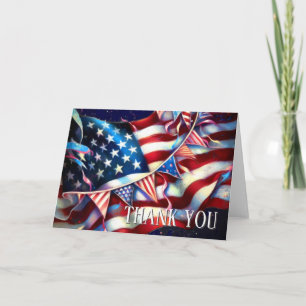 God Bless America Patriotic USA Flag Bunting Thank You Card