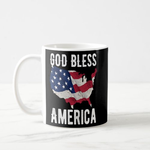 God Bless America Patriotic USA Flag Vintage  Coffee Mug