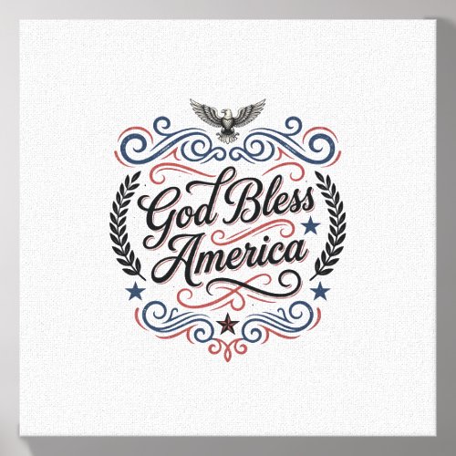 God Bless America Patriotic Vintage Eagle T-Shirt  Canvas Photo Tile