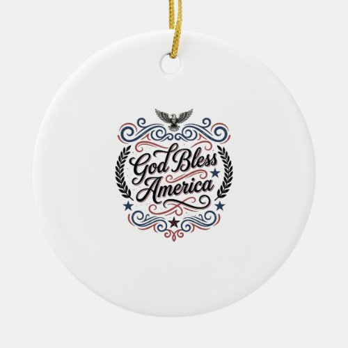 God Bless America Patriotic Vintage Eagle T-Shirt  Ceramic Ornament