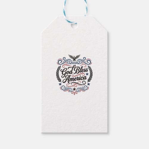 God Bless America Patriotic Vintage Eagle T-Shirt  Gift Tags