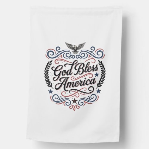 God Bless America Patriotic Vintage Eagle T-Shirt  House Flag