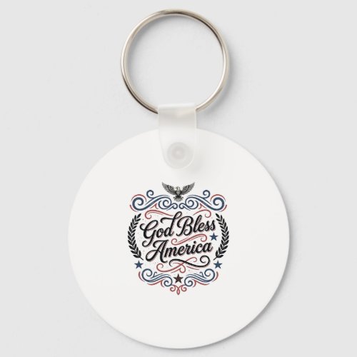 God Bless America Patriotic Vintage Eagle T-Shirt  Keychain