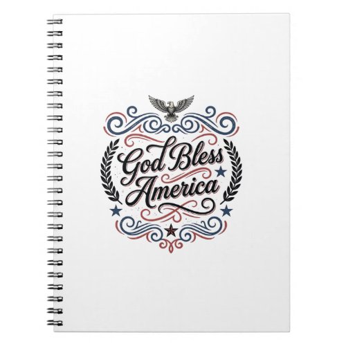 God Bless America Patriotic Vintage Eagle T-Shirt  Notebook
