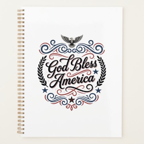 God Bless America Patriotic Vintage Eagle T-Shirt  Planner
