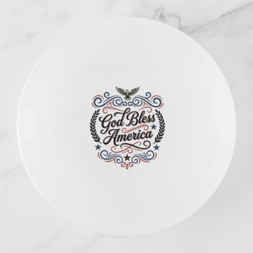God Bless America Patriotic Vintage Eagle T-Shirt  Trinket Tray