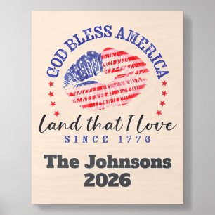 God Bless America - Personalized Wood Sign Photo Tile