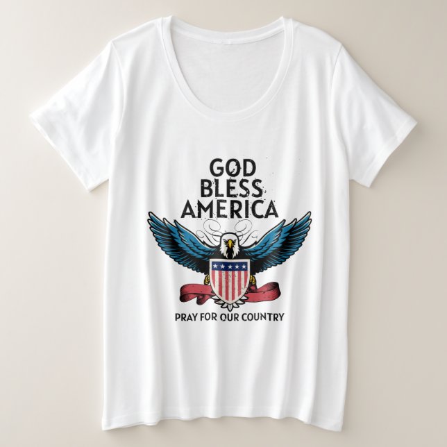 God Bless America Plus Size  T-Shirt (Design Front)