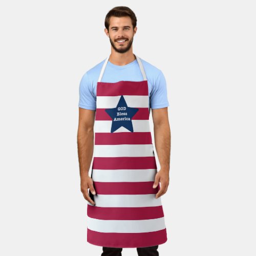 God Bless America Red White And Blue  Apron