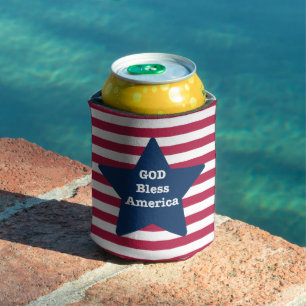 God Bless America Red White And Blue Can Cooler