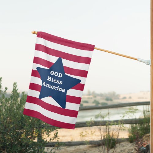 God Bless America Red White And Blue  House Flag