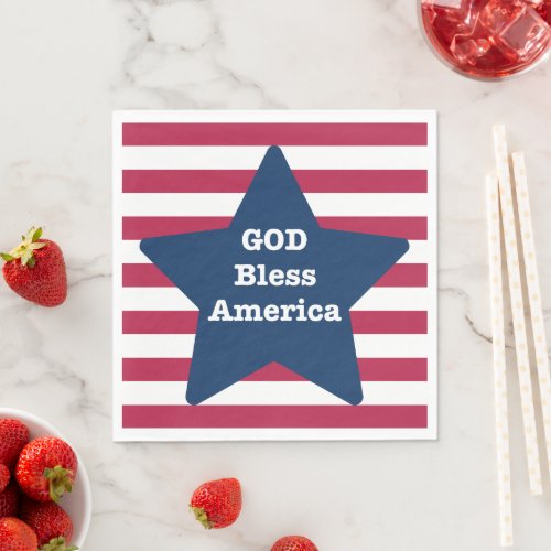 God Bless America Red White And Blue  Napkins