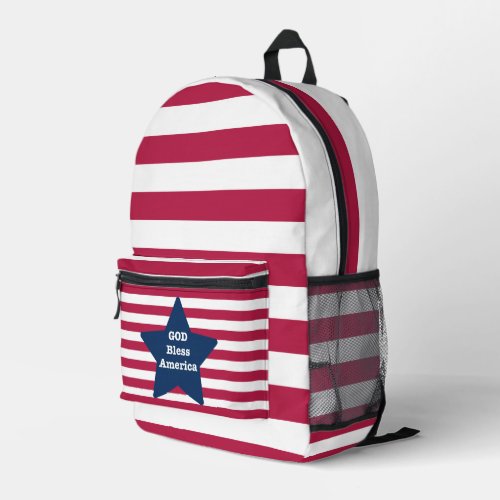 God Bless America Red White And Blue  Printed Backpack