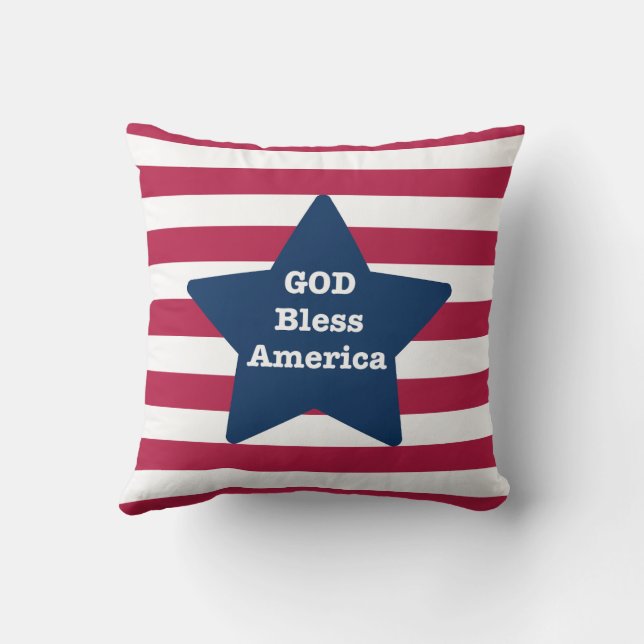 God Bless America Red White And Blue  Throw Pillow (Back)