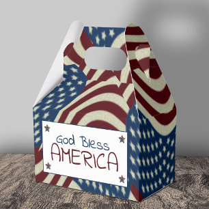 God Bless America Red White Blue Flags Favor Boxes