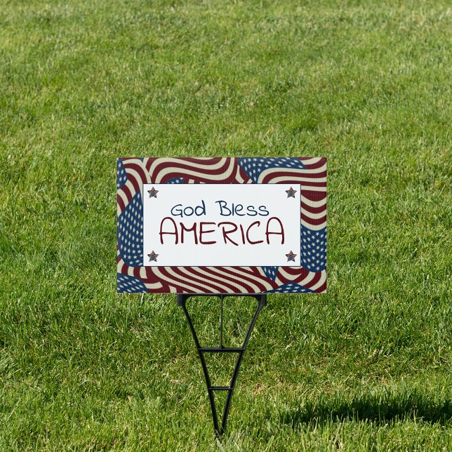 God Bless America Red White Blue Flags Sign (Creator Uploaded)