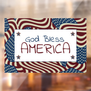 God Bless America Red White Blue Flags Window Cling