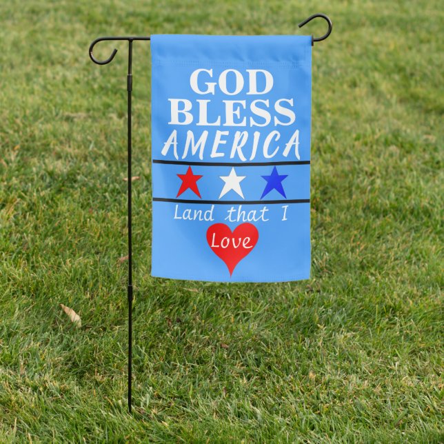 God Bless America Red White Blue Stars Garden Flag (In SItu)