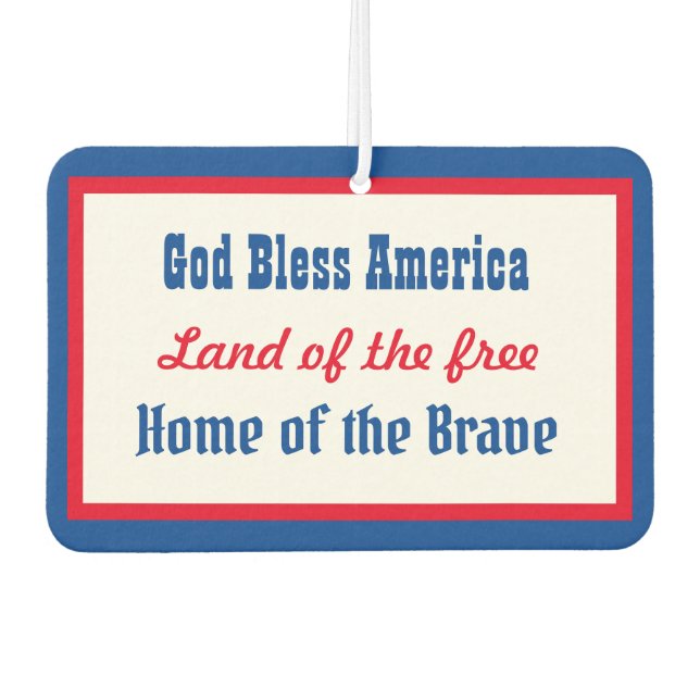 God Bless America Retro Patriotic Red Blue White  Air Freshener (Front)