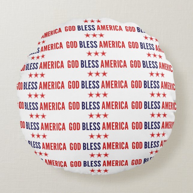 God Bless America Round Pillow (Front)