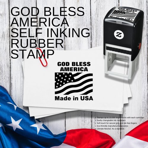 God Bless America Self Inking Rubber Stamp