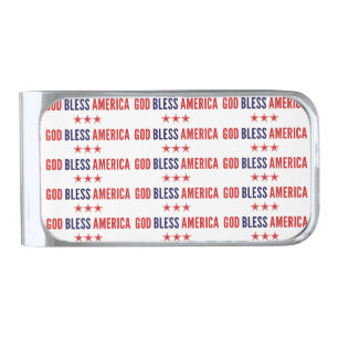 God Bless America Silver Finish Money Clip