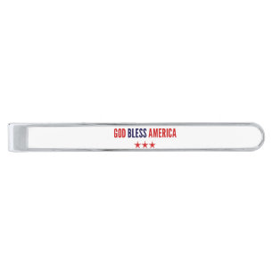 God Bless America Silver Finish Tie Bar