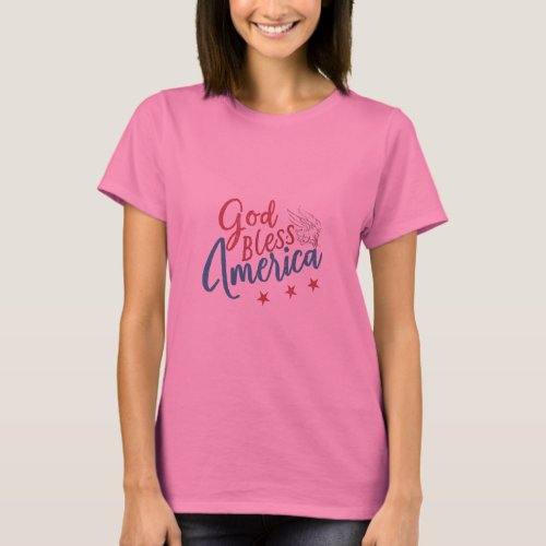 God bless America slogan text women T_shirt 