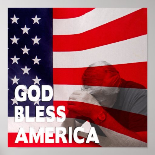 God Bless America Square Poster - Flag/Man Praying | Zazzle