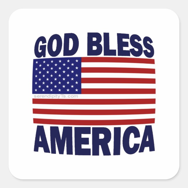 God Bless America Square Sticker (Front)