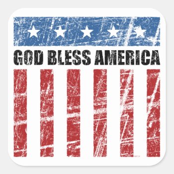 God Bless America Square Sticker by politix at Zazzle