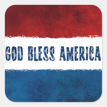 God Bless America Square Stickers by SueshineStudio at Zazzle