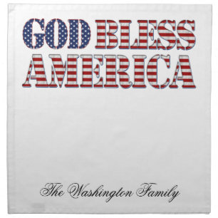 God Bless America Stars and Stripes Patriotic Cloth Napkin