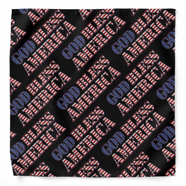 God Bless America Stars and Stripes USA Patriotic Bandana (Front)