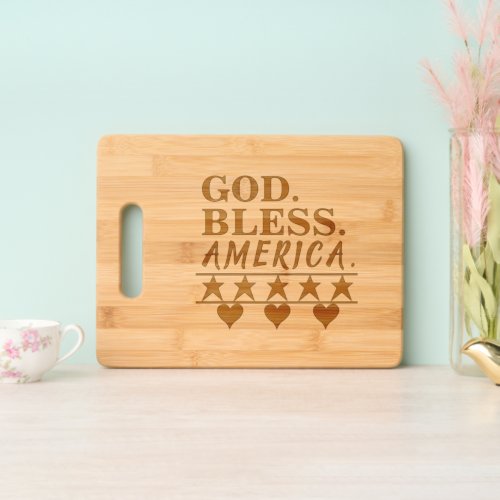 GOD Bless America Stars Hearts Cutting Board