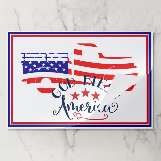 God bless America truck Paper Placemat (Folded)