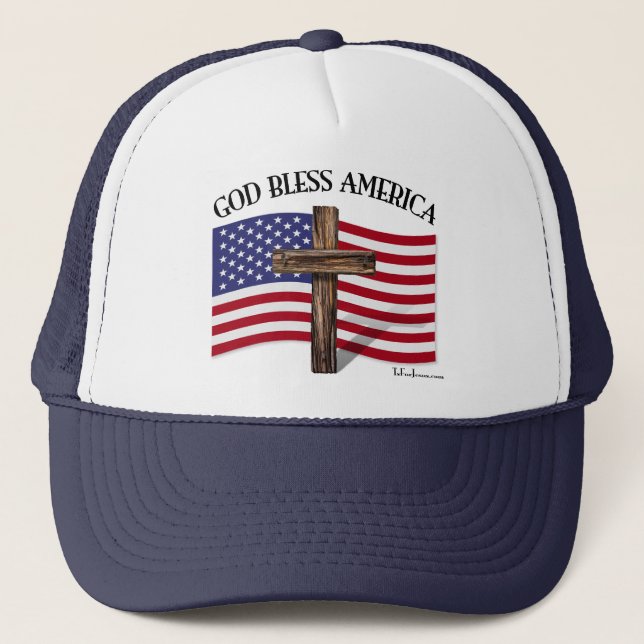 GOD BLESS AMERICA TRUCKER HAT (Front)