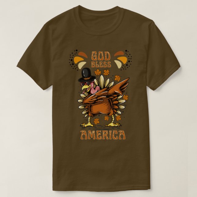 God Bless America Turkey Design T-Shirt (Design Front)