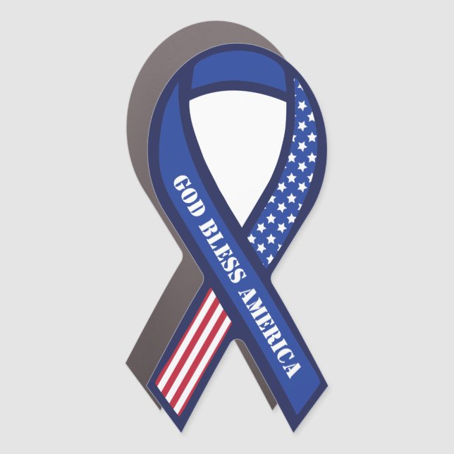 God Bless America United States Flag Ribbon Car Magnet (Front)