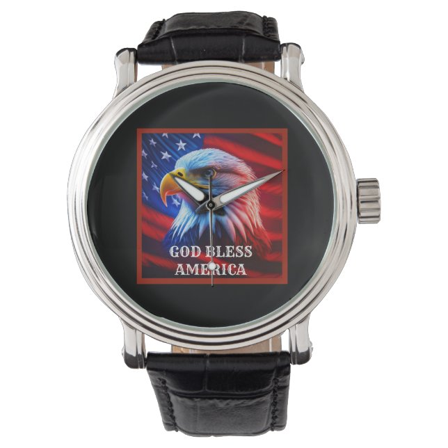 God Bless America US Flag Bald Eagle Watch (Front)
