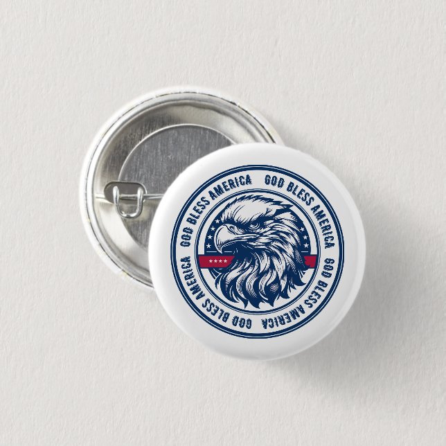 God Bless America, USA eagle in circle Button (Front & Back)