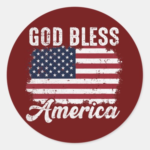 God Bless America USA Flag 4th of July Patriotic Classic Round Sticker
