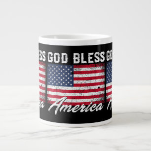 God Bless America USA Flag 4th of July Patriotic Giant Coffee Mug