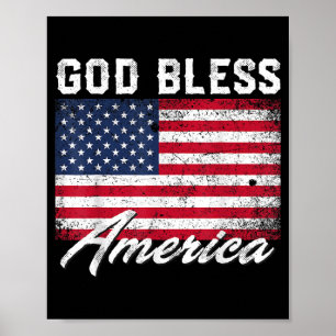 God Bless America USA Flag 4th of July Patriotic Poster